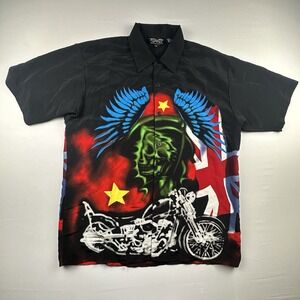 Dragonfly Clothing Company Vintage Shirt Men's XLflame Motorcycle Y2K Skater
